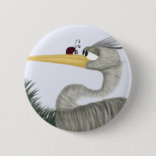 Cute Heron and Ladybug 6 Cm Round Badge