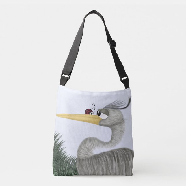 Cute Heron and Ladybug Crossbody Bag (Front)