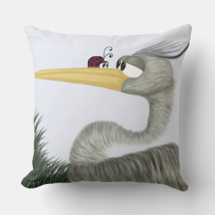Cute Heron and Ladybug Cushion