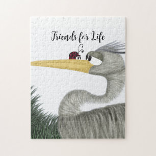 Cute Heron and Ladybug Jigsaw Puzzle