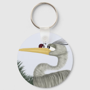 Cute Heron and Ladybug Key Ring