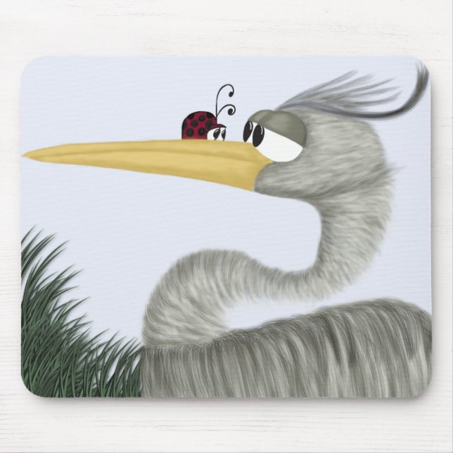Cute Heron and Ladybug Mouse Pad (Front)