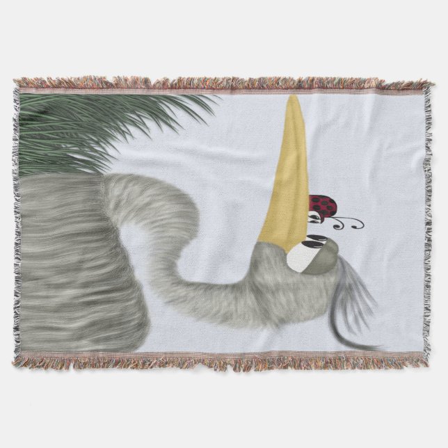 Cute Heron and Ladybug Throw Blanket (Front)