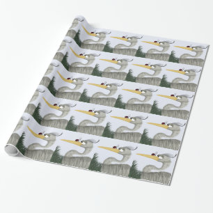 Cute Heron and Ladybug Wrapping Paper