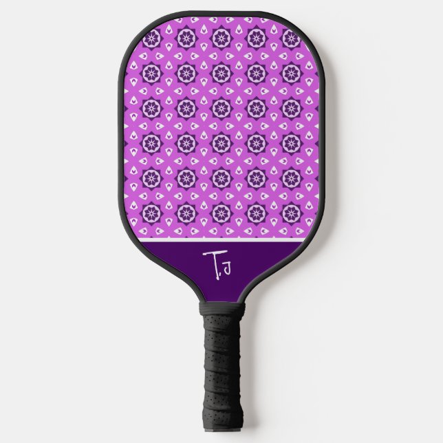 Cute Hexagon Purple Pattern Pickleball Paddle (Front)