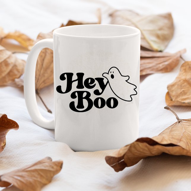 Cute Hey Boo Funny Ghost Halloween Coffee Mug (A cute Halloween gift for your Boo!)