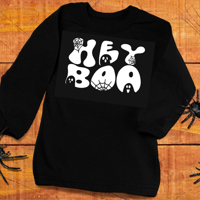 Cute Hey Boo Funny Halloween Groovy Retro Ghost Sweatshirt (Creator Uploaded)