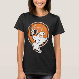 Cute Hey Boo Halloween Ghost Womens Mens Couples T-Shirt