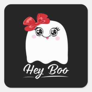 Cute Hey Boo Halloween Square Sticker