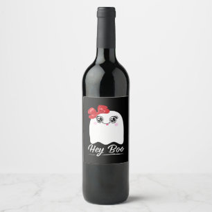 Cute Hey Boo Halloween Wine Label