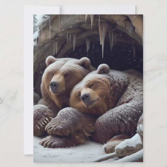 Cute hibernating winter bears holiday card (Front)