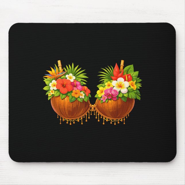 Cute Hibiscus Coco Bra Hawaii Summer Vacation Mouse Pad (Front)