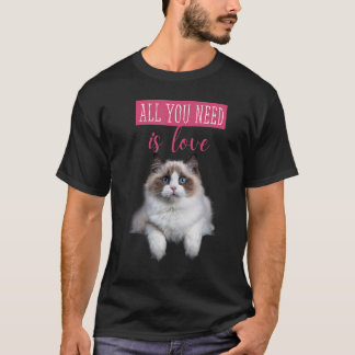 Cute Hidden Kitten Love Message Cat Torn Cloth T-Shirt