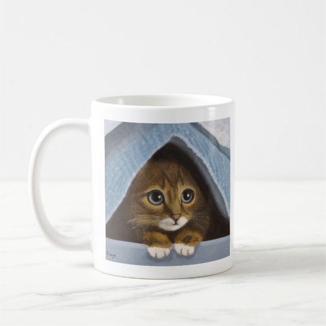 Cute Hiding Kitten Mug (Left)