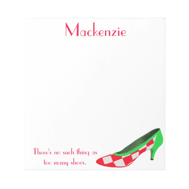 Cute High Heel Shoe Personalised Notepads (Front)