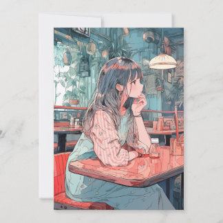 Cute high school girl waiting at a cafe | Sushi Gi Invitation