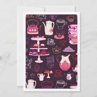 Cute high tea coffee cupcake pattern invitation