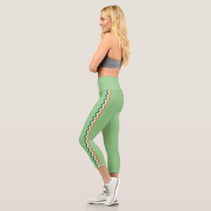 Cute High Waisted women's striped athletic Capri Leggings