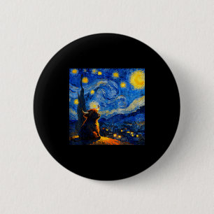 Cute Highland Baby Cow Graphic Van Gogh Style Star 6 Cm Round Badge