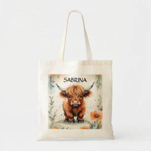 Cute Highland Calf Wombat Animal Wildlife Name Kid Tote Bag