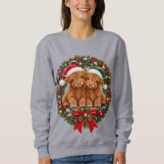 Cute Highland Christmas Cow Calves Sweatshirt