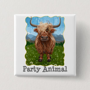 Cute Highland Cow 15 Cm Square Badge