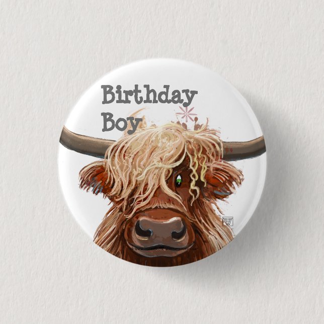Cute Highland Cow 3 Cm Round Badge (Front)