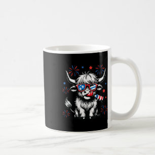 Cute Highland Cow 4th Of July Usa Flag Patriotic C Coffee Mug