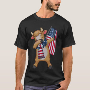 Cute Highland Cow 4th of July USA Flag Patriotic C T-Shirt