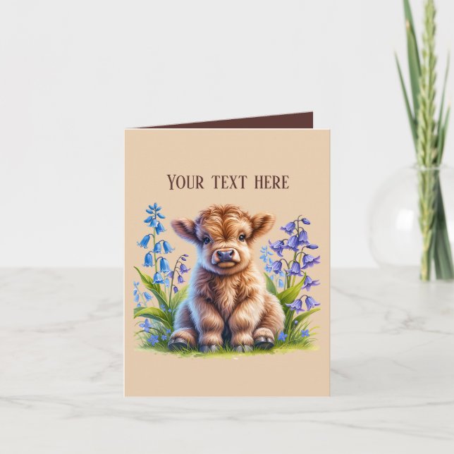 Cute Highland cow add message  Card (Front)