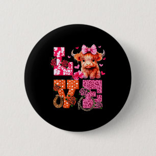 Cute Highland Cow And Nk Heart Valentines Day Love 6 Cm Round Badge
