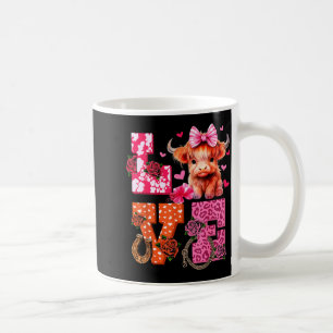 Cute Highland Cow And Nk Heart Valentines Day Love Coffee Mug