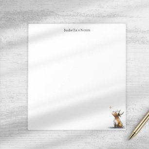 Cute Highland Cow and Star Sketch Personalised Notepad