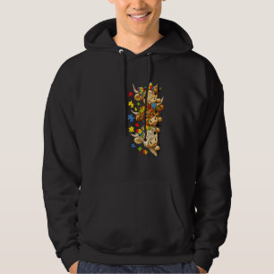 Cute Highland Cow Autism Awareness Puzzle Piece Hoodie