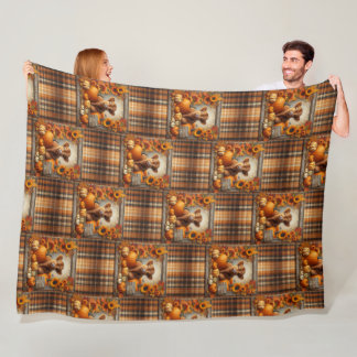 Cute Highland Cow Autumn print Fleece Blanket