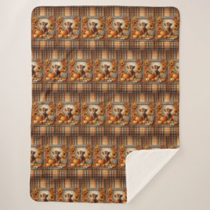 Cute Highland Cow Autumn print Sherpa Blanket