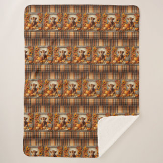 Cute Highland Cow Autumn print Sherpa Blanket