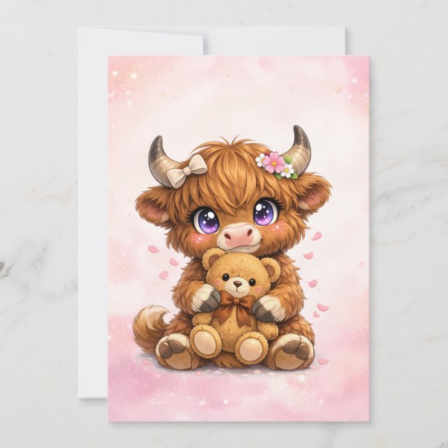 Cute Highland Cow Baby Shower Invitation (Front)