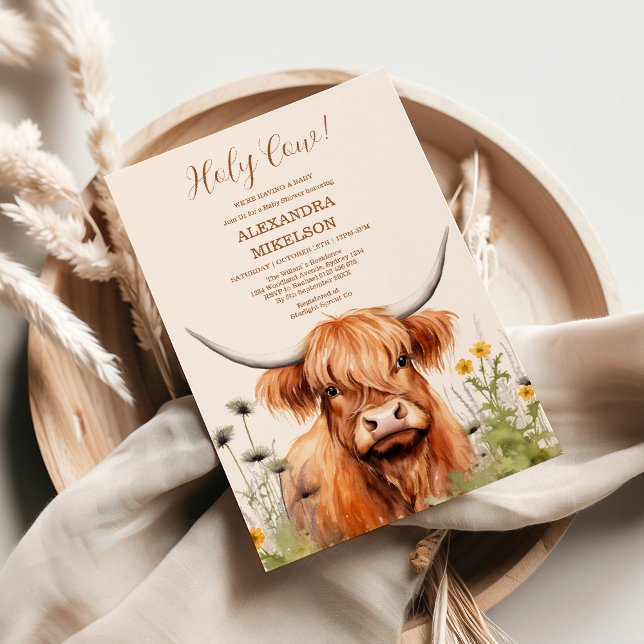 Cute Highland Cow Baby Shower Invitation (Creator Uploaded)