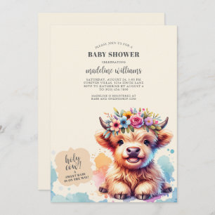 Cute Highland Cow Baby Shower Invitation