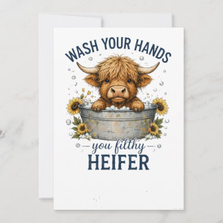 Cute Highland Cow Bubble Bath Sticker Invitation