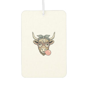 Cute Highland Cow Bubble Gum Vintage Vector Design Car Air Freshener