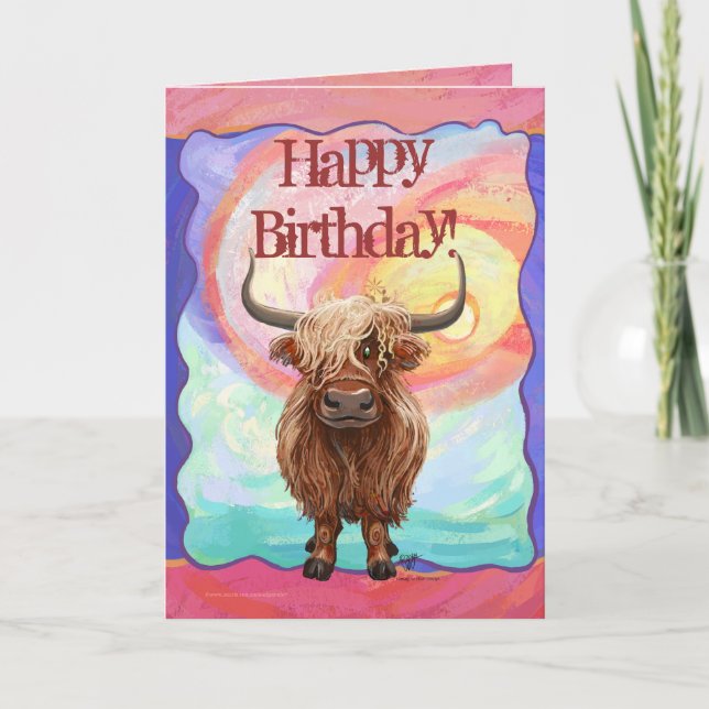 Cute Highland Cow Card (Front)