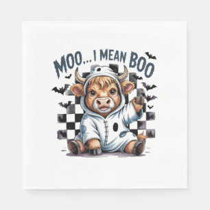 Cute Highland Cow Checkered Halloween Te Napkin