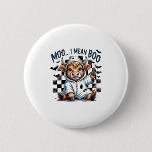 Cute Highland Cow Chequered Halloween Te 6 Cm Round Badge