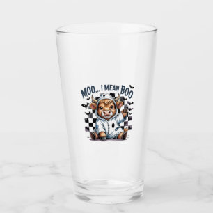 Cute Highland Cow Chequered Halloween Te Glass