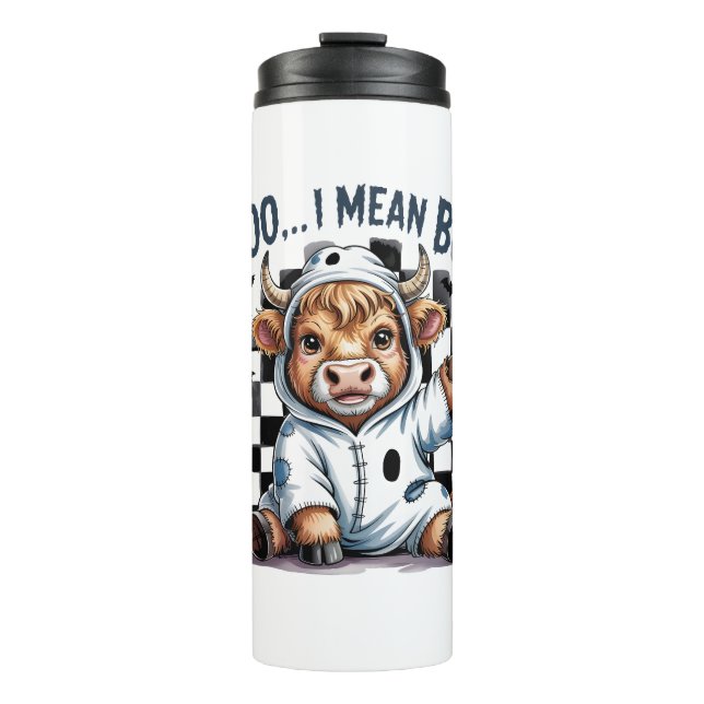 Cute Highland Cow Chequered Halloween Te Thermal Tumbler (Front)
