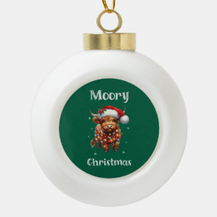 Cute Highland Cow Christmas Ceramic Ball Christmas Ornament