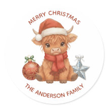 Cute Highland Cow Christmas Custom Family Name