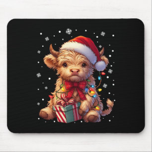 Cute Highland Cow Christmas Highland Cow Xmas Sant Mouse Pad